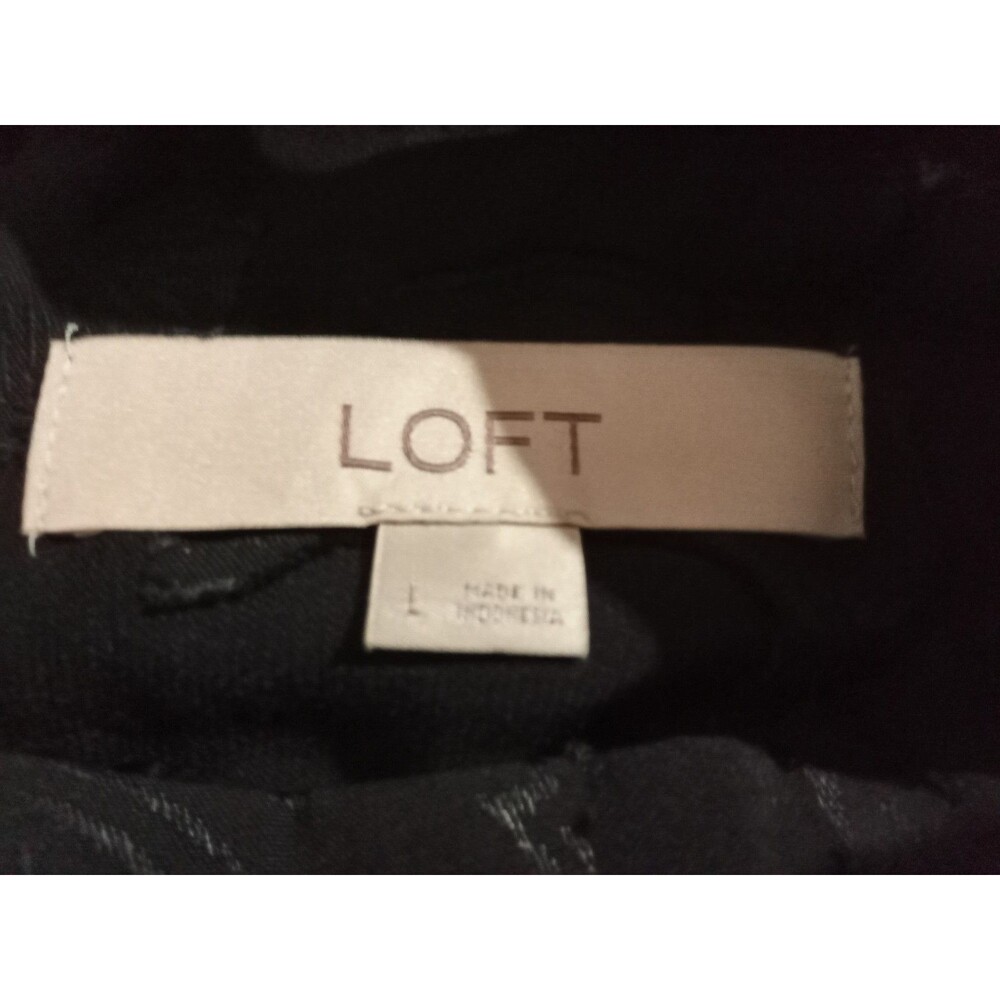 Loft Shirt Women's Size Large Black Flora Solid Sleeveless Ruffles Top Blouse - Picture 2 of 3